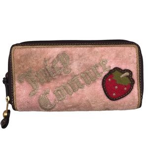 Juicy Couture Vintage Strawberry Fields Pink Velour Wallet Y2K Barbiecore Rare